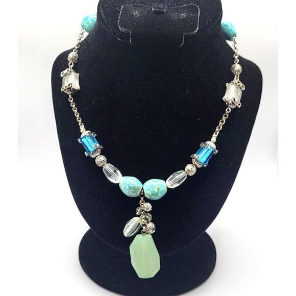 Avon RR Y Drop Chunky Bohemian Southwestern Style Necklace 17in - Picture 1 of 4